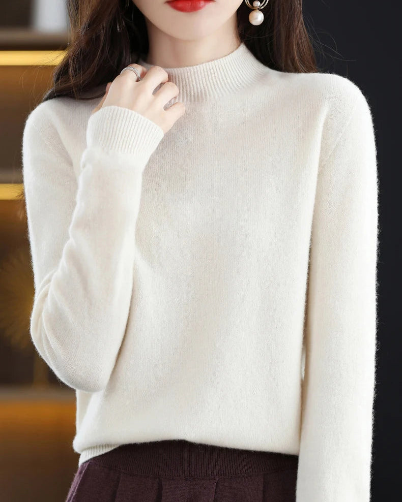 Merino Wool Mock Neck Sweater