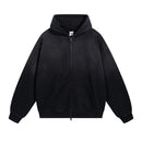Vintage Washed Zipper Distressed Hoodies