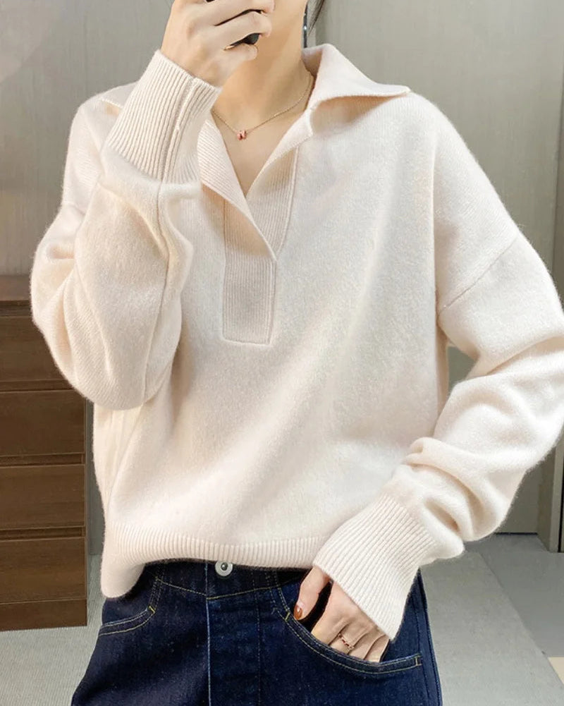 Merino Wool Polo Neck Sweater