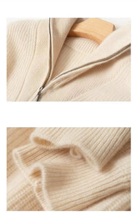 Gentle Herd Lapel Zipper Cashmere Pullover