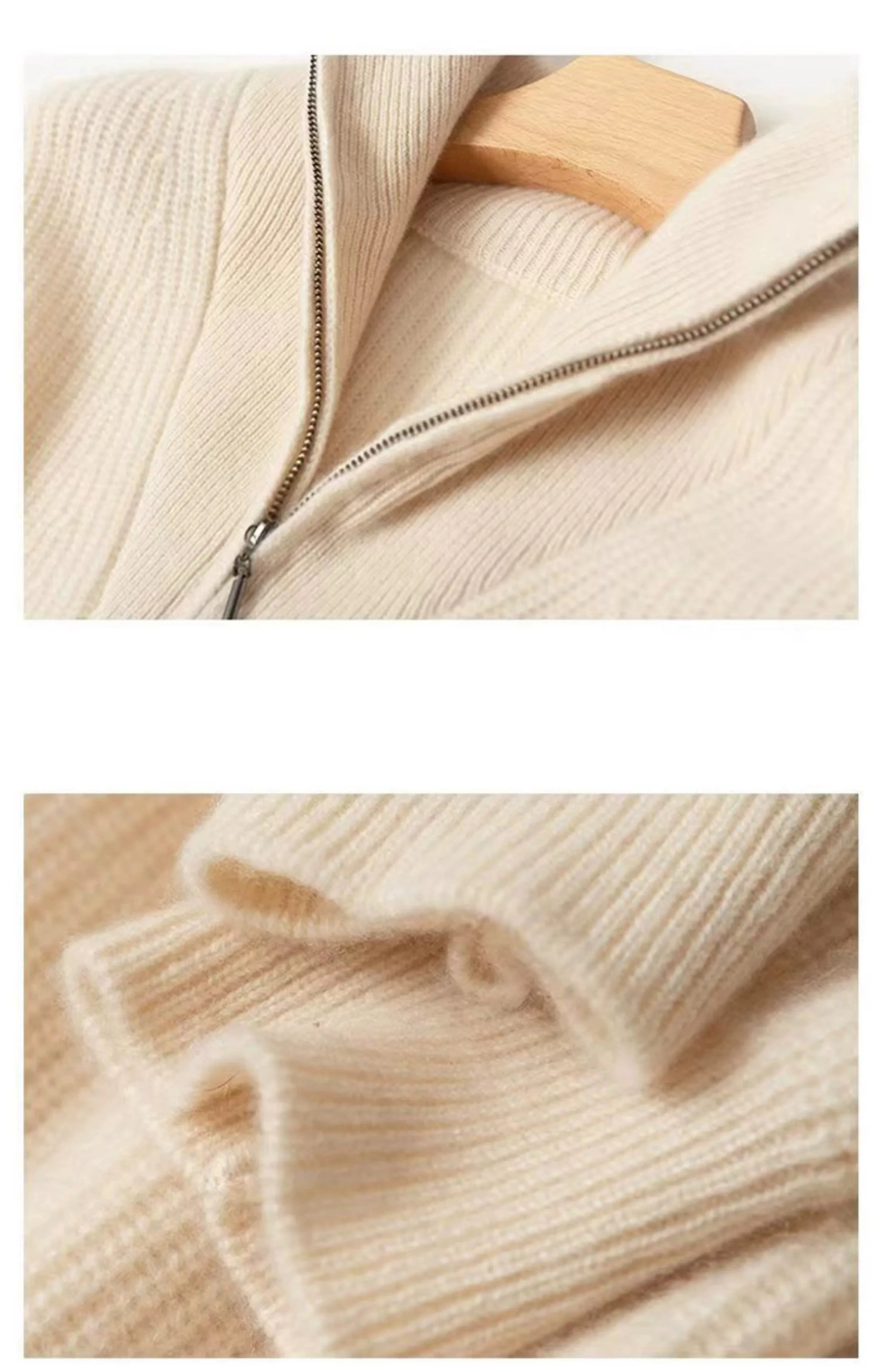 Gentle Herd Lapel Zipper Cashmere Pullover