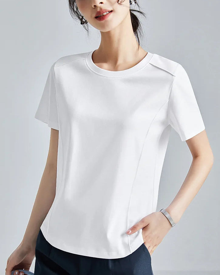 Knitted Mercerized Cotton Crew-Neck T-Shirt
