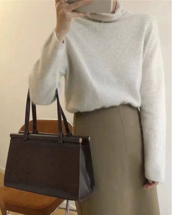 Relaxed Wool Turtleneck Sweater