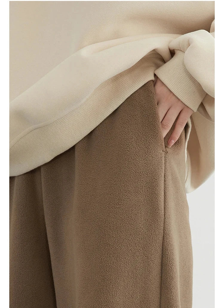 High-Waist Double-Sided Fleece Pants