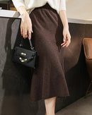 Merino Wool Knit Trumpet Midi Skirt