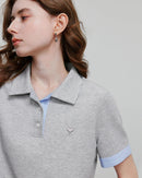 Embroidered Piqué Short Sleeve Top
