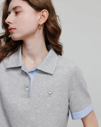 Embroidered Piqué Short Sleeve Top