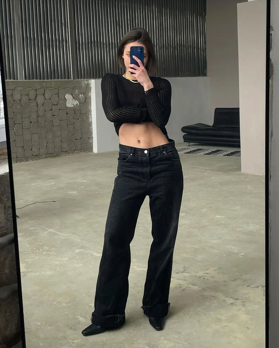 Slim See-Through Pullover Top