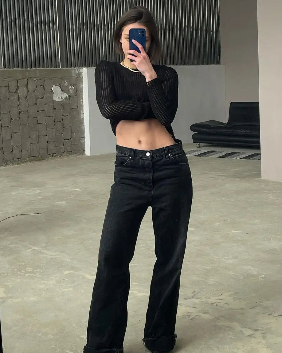 Slim See-Through Pullover Top