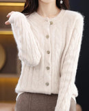 Mink Cashmere Cable Knit Cardigan