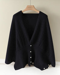 Merino Wool Solid Hollow Knit Shawl Scarf Wrap