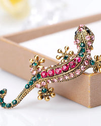 Colorful Crystal Lizard Brooch