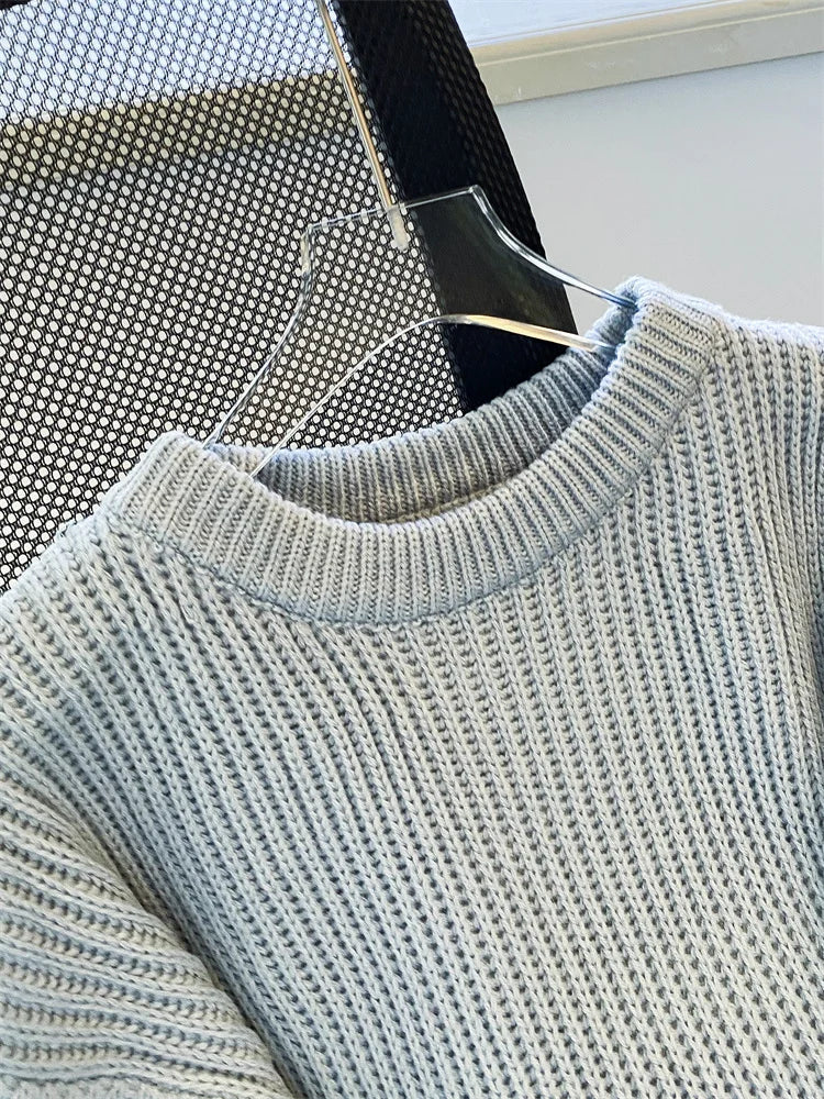 Round-Neck Oversized Knitted Pullover