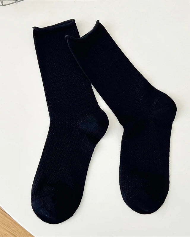 Lightweight Knit Hollow Crew Socks