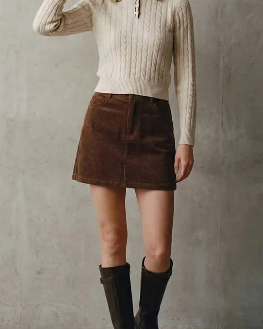Corduroy Slim-Fit Mini Skirt