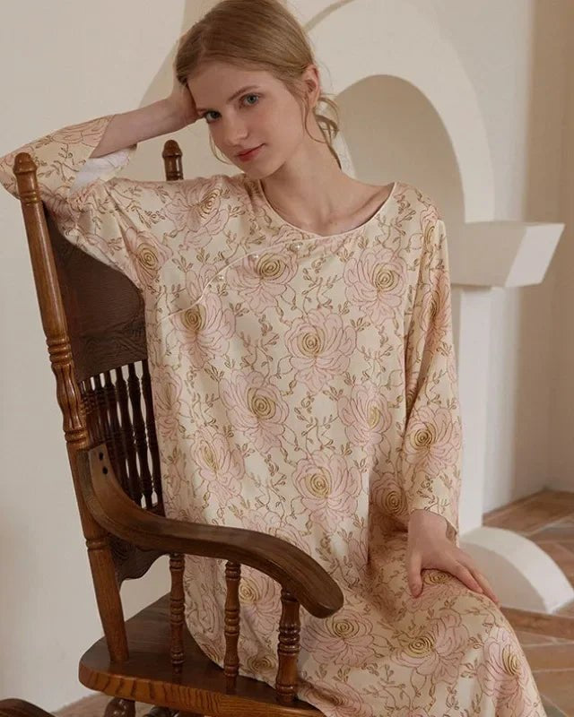 Chinese Style Retro Flower Print Sleepdress