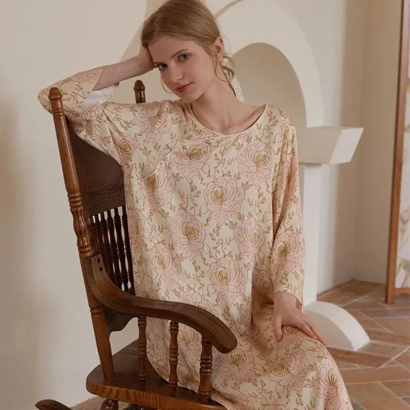 Chinese Style Retro Flower Print Sleepdress