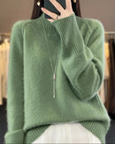 Raglan Merino Wool Mock Neck Sweater