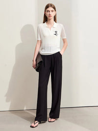 Hollow Lapel Stretch Jacquard Pocket Tops