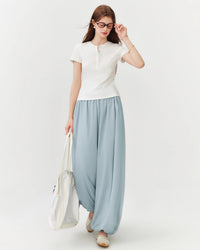 High-Waist Balloon-Leg Tapered Trousers