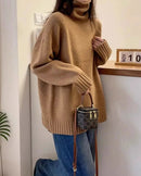 Refined Raglan Turtleneck Knit Sweater