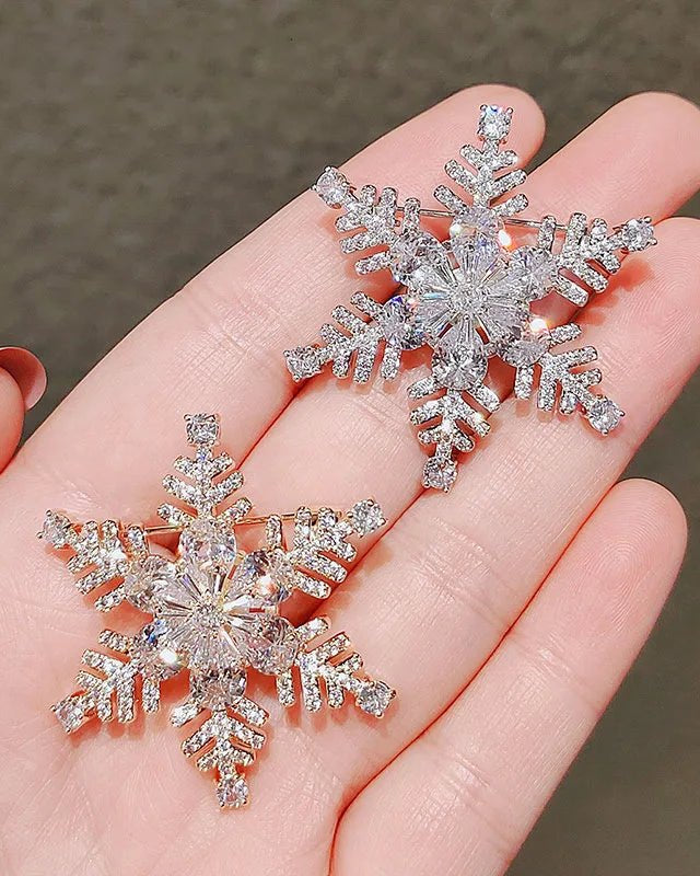 Snowflake Rhinestone Brooch Pins