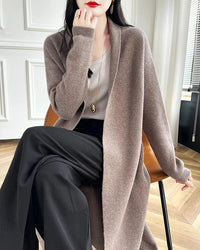 Loose-Fitting Long Wool Cardigan Sweater