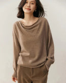 Casual Cashmere Irregular Neckline Sweater