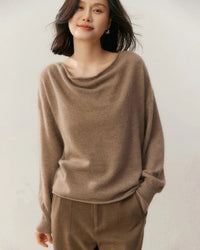 Casual Cashmere Irregular Neckline Sweater