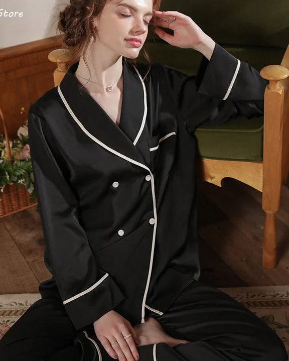 Long Sleeve Satin Pajamas Suit