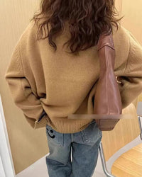 Cashmere Turtleneck Zip-Front Cardigan