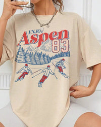 Vintage ski graphic tee — a relaxed-fit, breathable knit top with retro mountain-inspired print. Unisex styling, all-season wear.