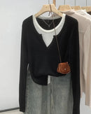 Contrast Color Knit Pullover
