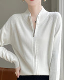 Raglan Merino Wool Zip Cardigan