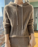 Stylish Wool Knitted Hooded Sweatshirt
