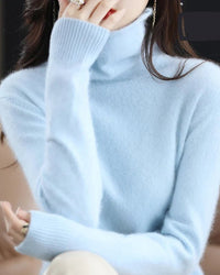 High-Neck Mink Cashmere Pullover Sweater
