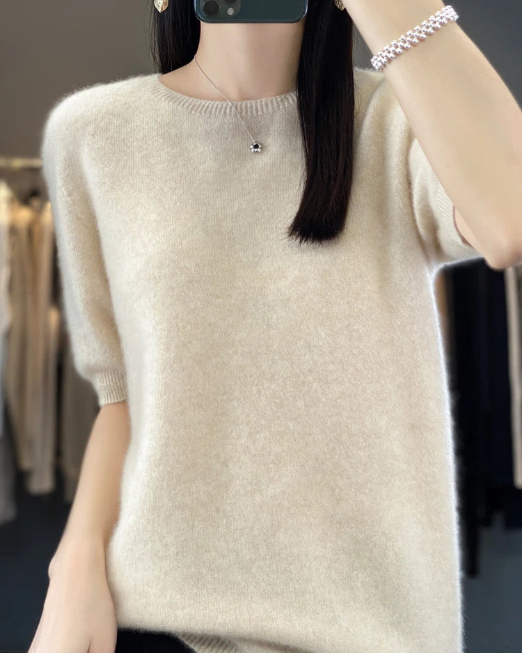 Extrafine Merino Wool Short-Sleeve Sweater