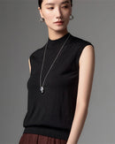 Lightweight Worsted Wool Mock Neck Top