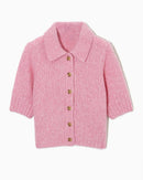Casual Wool Blend Short-Sleeved Cardigan Sweater
