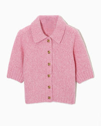Casual Wool Blend Short-Sleeved Cardigan Sweater