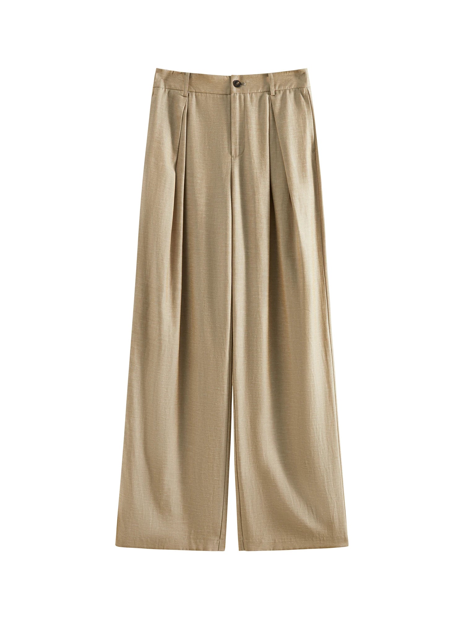 Linen Blend High-Waist Wide-Leg Pants