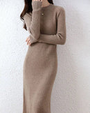 Ribbed Merino Wool Midi Dress