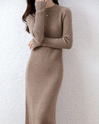 Ribbed Merino Wool Midi Dress