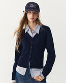 Rib-Trim Wool V-Neck Cardigan
