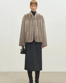 Faux Mink Fur Solid Stand Collar Pocket Short Coat