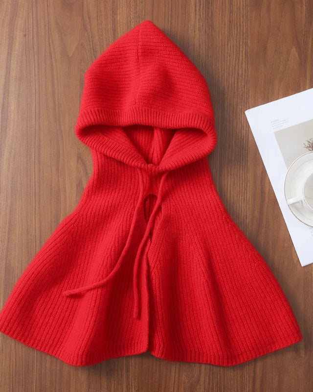 Hooded Wool Shoulder Cape
