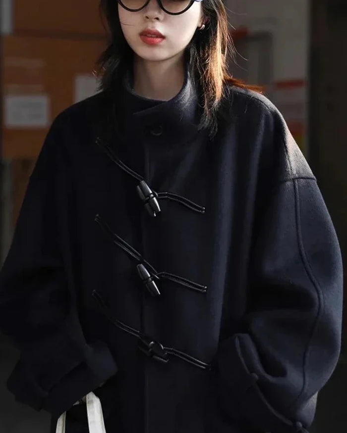 Horn Button Wool Blend Coat