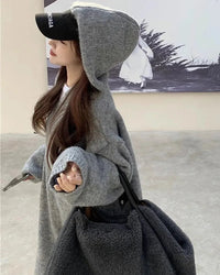 Cashmere Hooded Knit Midi Sweater Dress