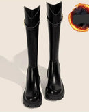 Fur-Lined Knee-High Riding Boots