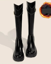 Fur-Lined Knee-High Riding Boots